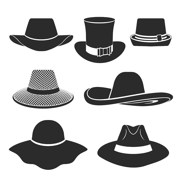 set of flat icons with classic hats