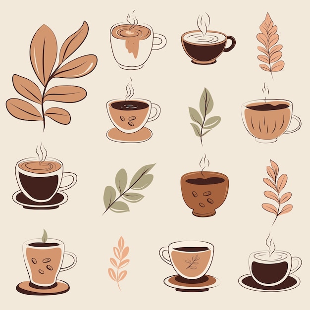 Vector set of flat illustration of coffee