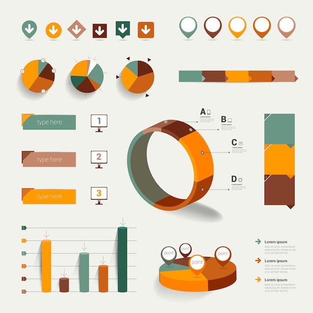 Set di elementi infografici piatti.