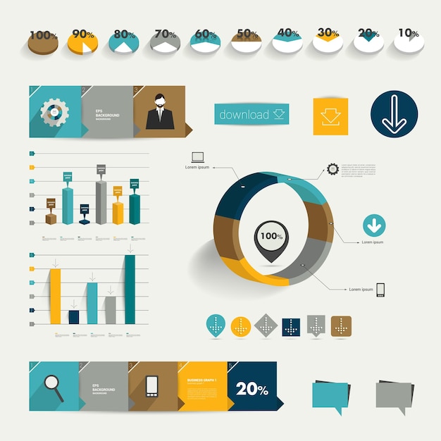 Set of flat infographic elements.