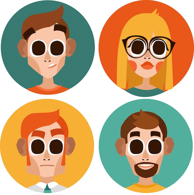 Vector set of flat office people