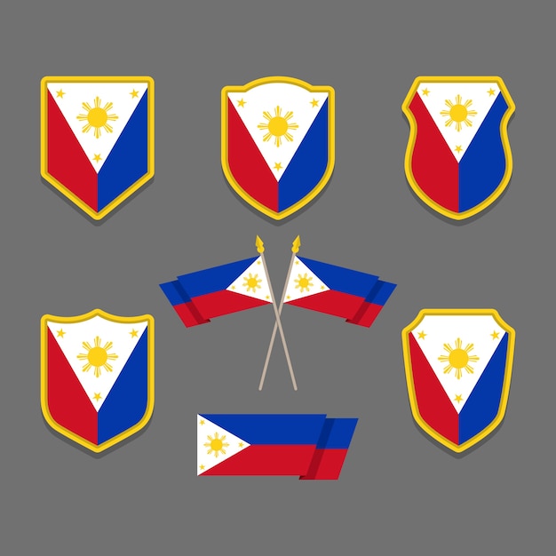 Vector set of flat philippines flags