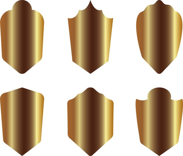 Vector set of flat shields golden gradient color vector