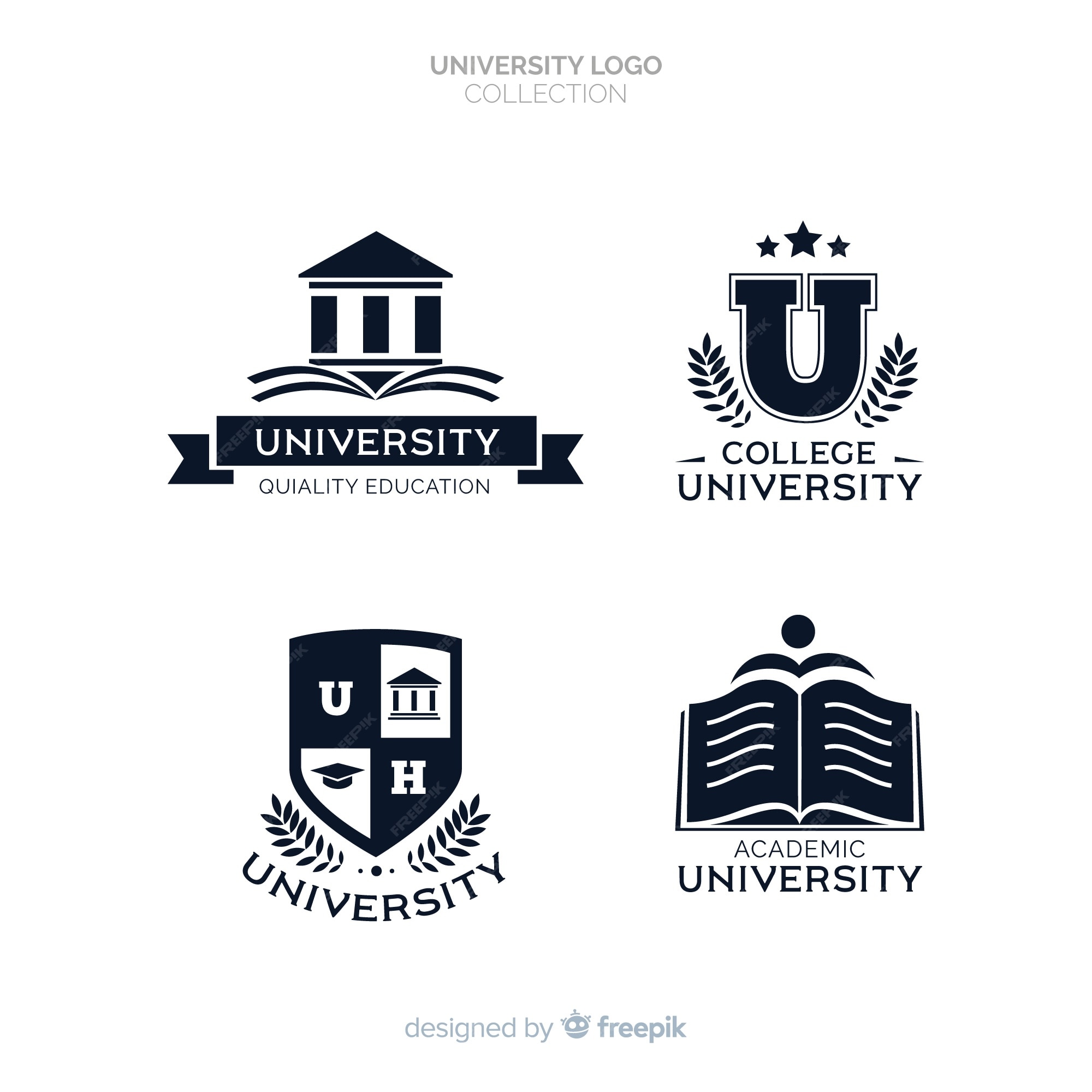 Premium Vector | Set of flat university logos