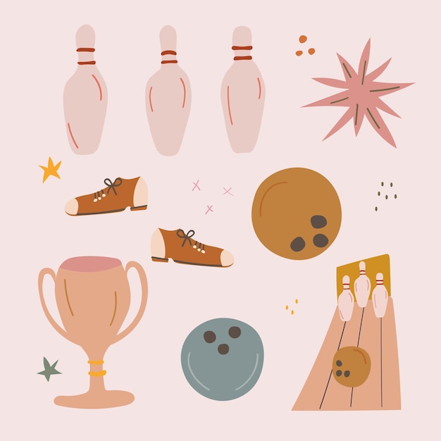 Set of flat vector bowling elements