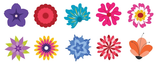 Vector set of flat vector flowers collection for cards poster flyers background decoration
