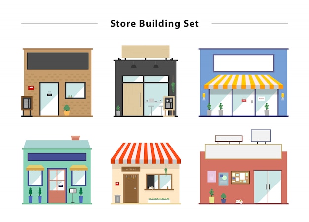 Vector set of flat vector store shop