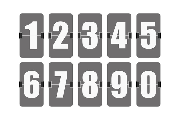 Vector set of flipped scoreboard numbers in flat style