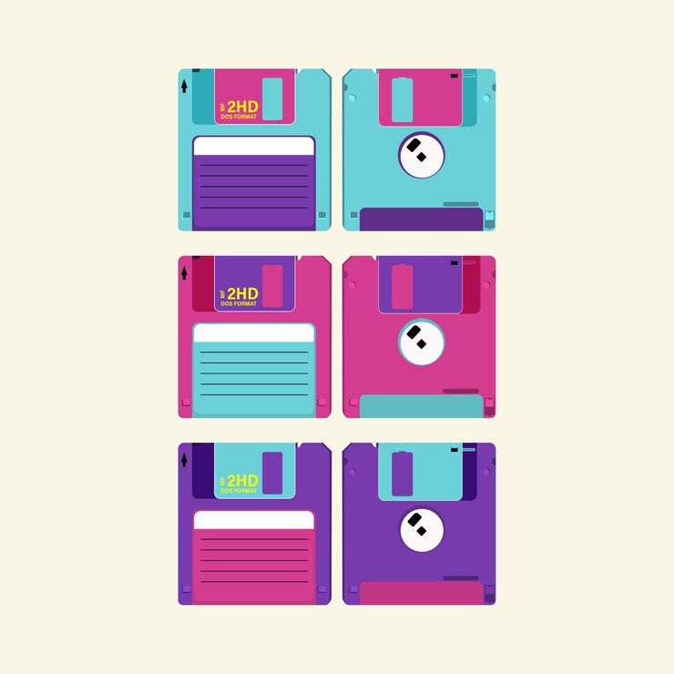 Vector set floppy disk. diskette