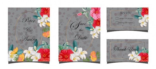 Set di carta floreale per illustrazione di nozze