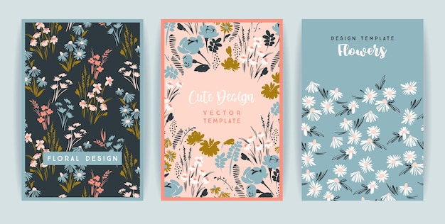 Vector set of floral cards