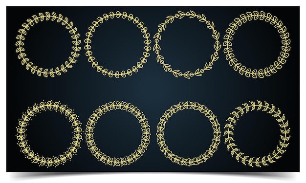 Set of floral circle frames, golden calligraphic circle frames