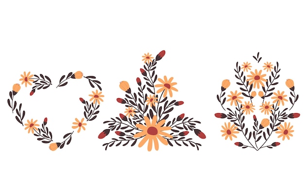 Vector set of floral compositions