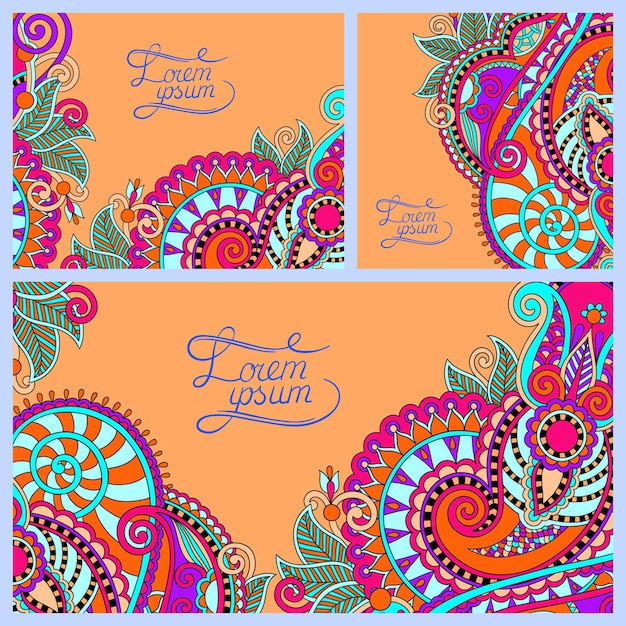 Set of floral decorative background template frame design for card