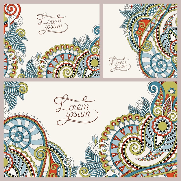 Vector set of floral decorative background template frame design for card