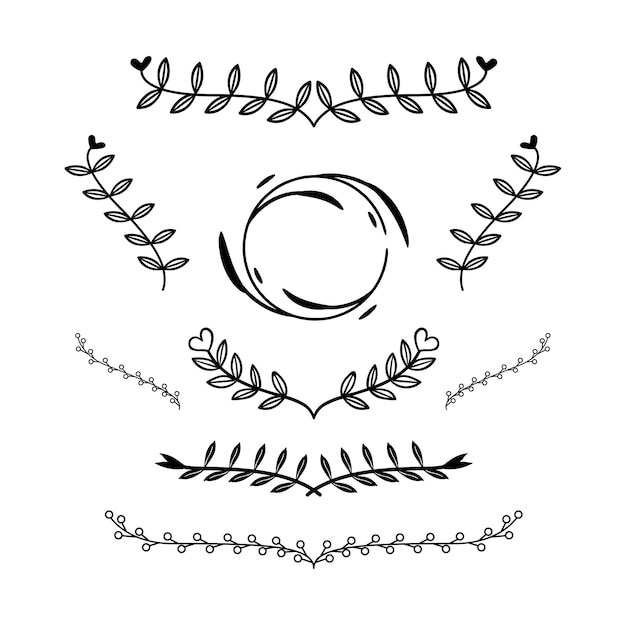 Vector set of floral and decorative ornamental elements