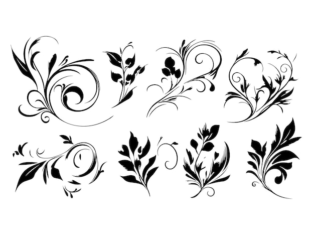 a set of floral designs including the word  flower