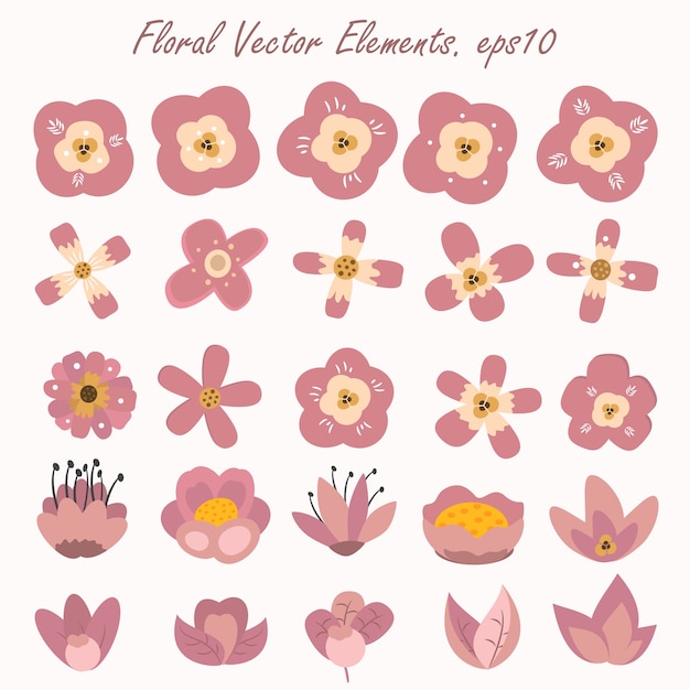 Vector set of floral element