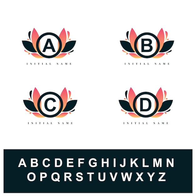 Установите логотип цветочного шрифта от A до Z коллекции
