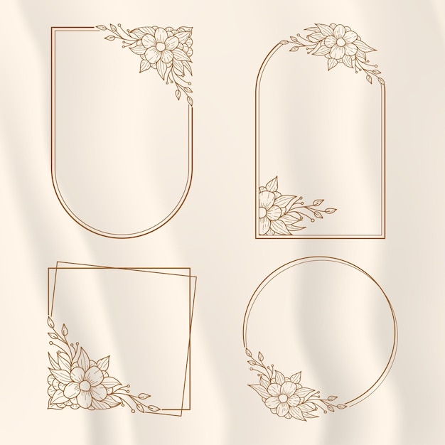 Set of floral frame decorative,round and rectangle floral logo,wedding logo concept