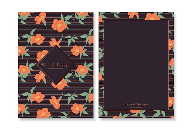 Vector set of floral greeting card template.