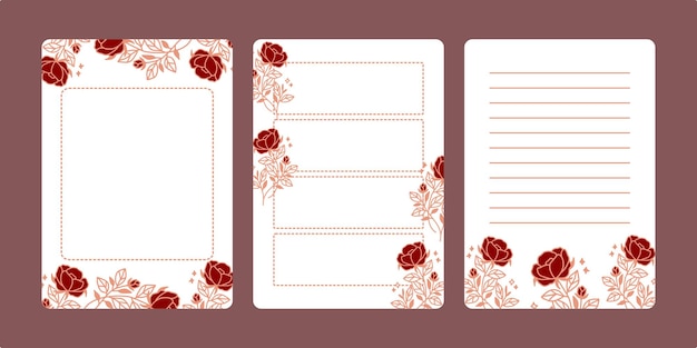 Set of floral notepads and daily planners