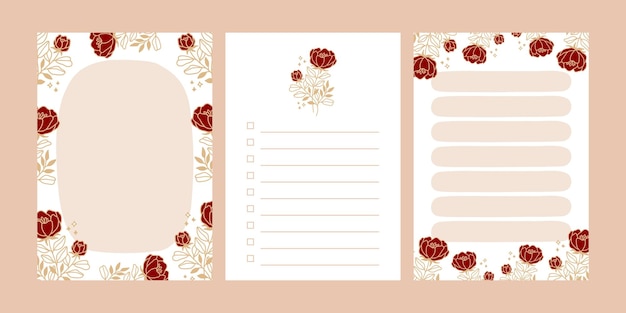 Set of floral notepads isolated on beige