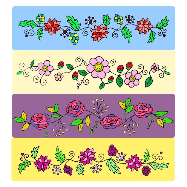 Set of floral patterns for design