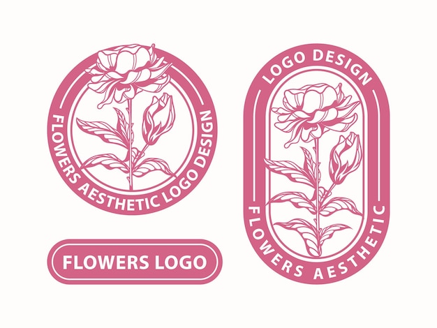 Vector set flower aestethic logo design