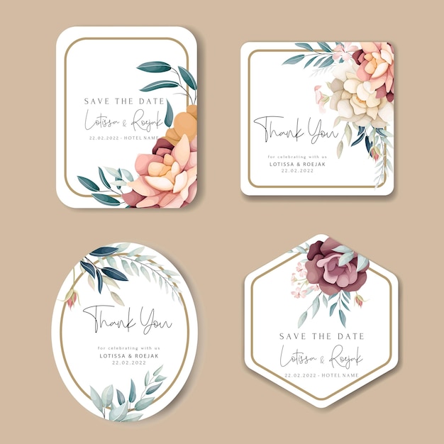 Set of flower arrangements flower and leaves floral illustration for label collection