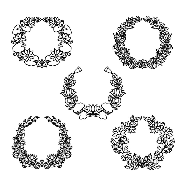 Vettore set di illustrazioni di fiori di fama floreale