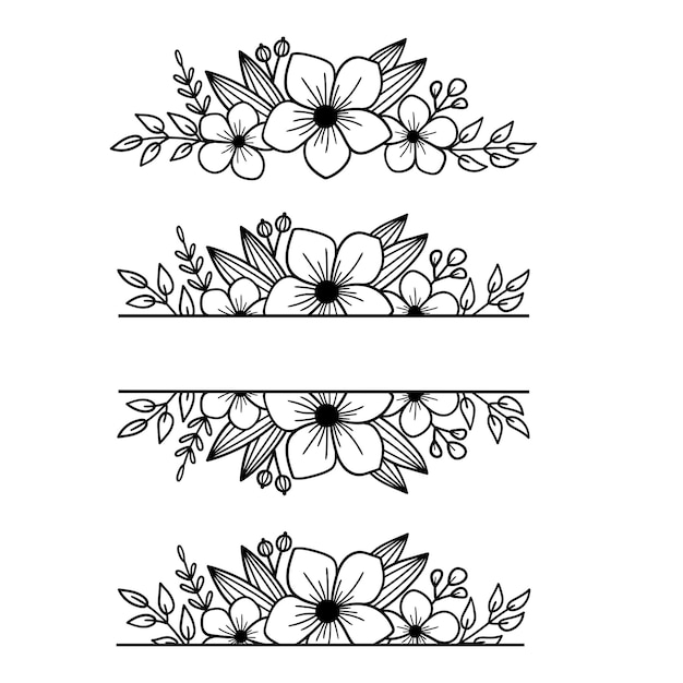 Set of flower frames Vector floral frame with branches and flowers