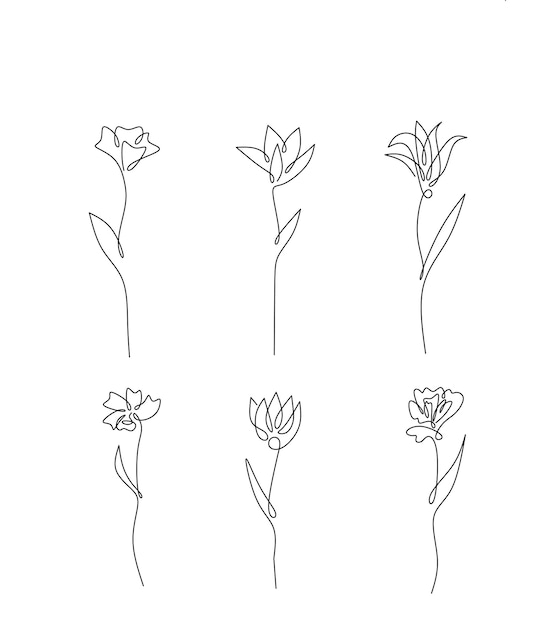 Set Flower graphics illustration icon sketch tattoo print black and white sketch