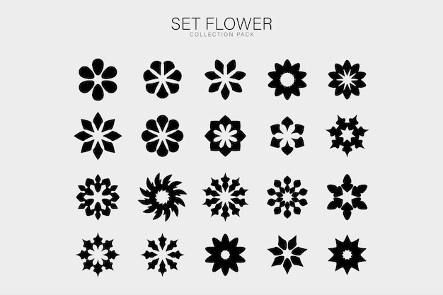 set flower icon shape vector