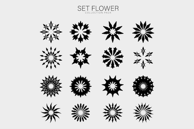 set flower icon shape vector