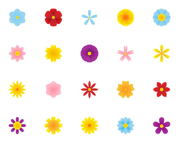 Set of flower icons spring floral