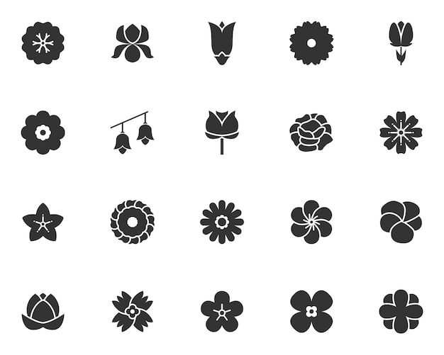 Set of flower icons spring natural floral