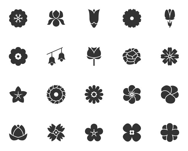Vector set of flower icons spring natural floral