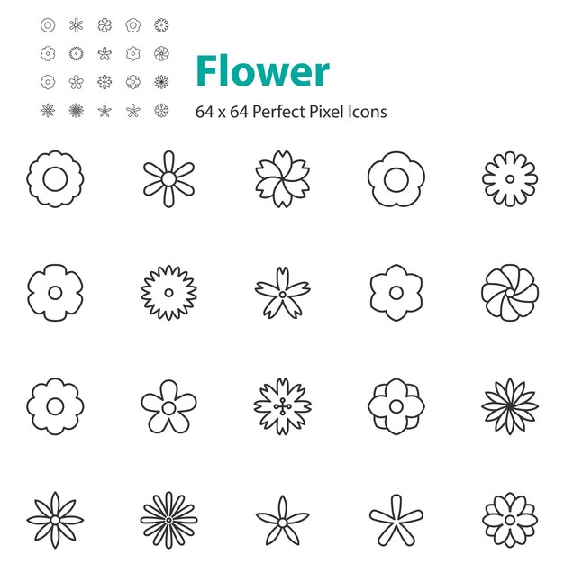 Vector set of flower icons spring natural floral