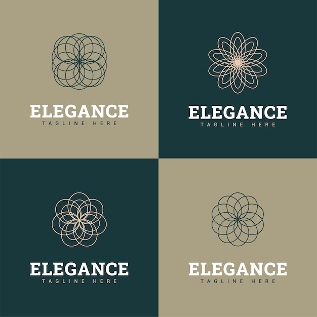 Set of flower logo templates in vintage style.