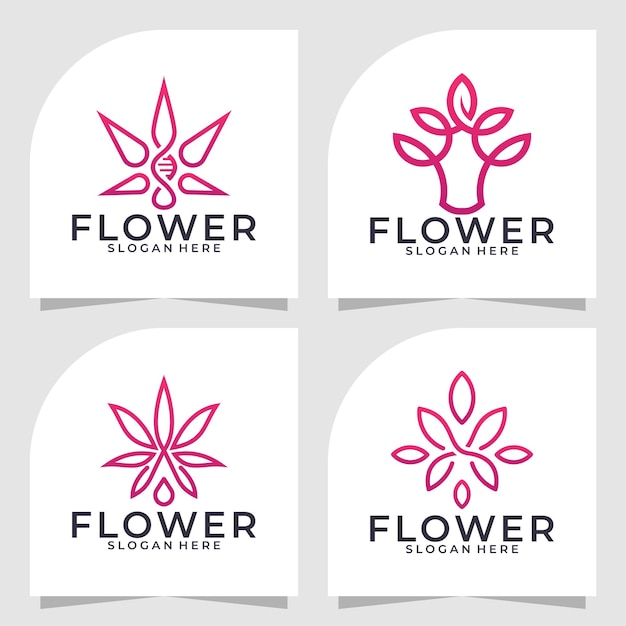 Set of flower logo vector design template