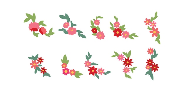 Set of flower logo vector template full color