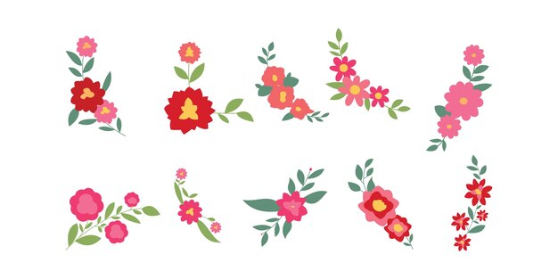 Vector set of flower logo vector template full color