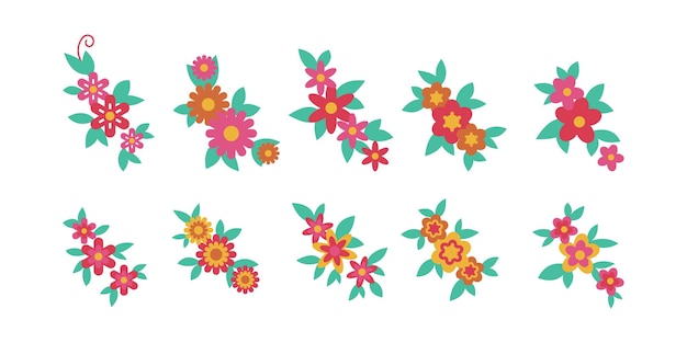 Set of flower logo vector template full color