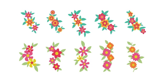 Set of flower logo vector template full color