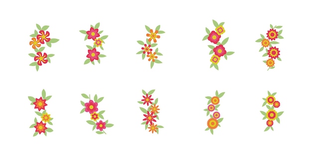 Set of flower logo vector template full color