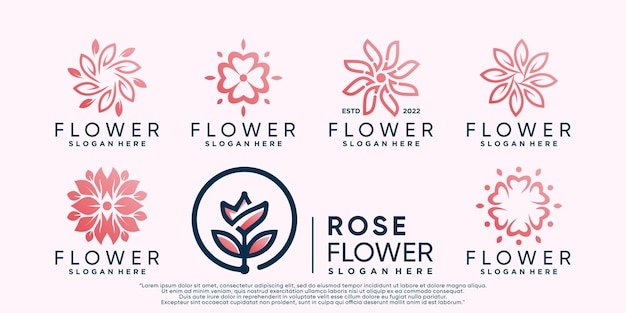 Set di ispirazione per il design del logo del fiore di loto con elemento creativo vettore premium