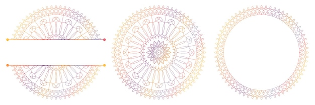set of flower mandalas decorative ornament in ethnic oriental style vector illustration