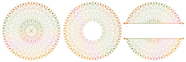 Set of flower mandalas Split pattern in form of mandala for Henna Mehndi or tattoo decoration