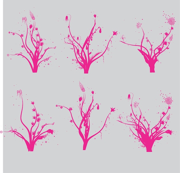 Set of flower pink vector